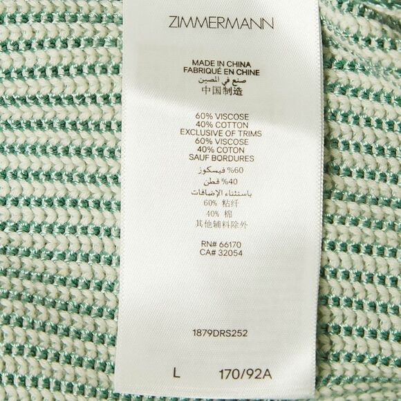 Zimmermann Green/white Acacia Stripe Knit Hooded Mini Dress L - Picture 7 of 7
